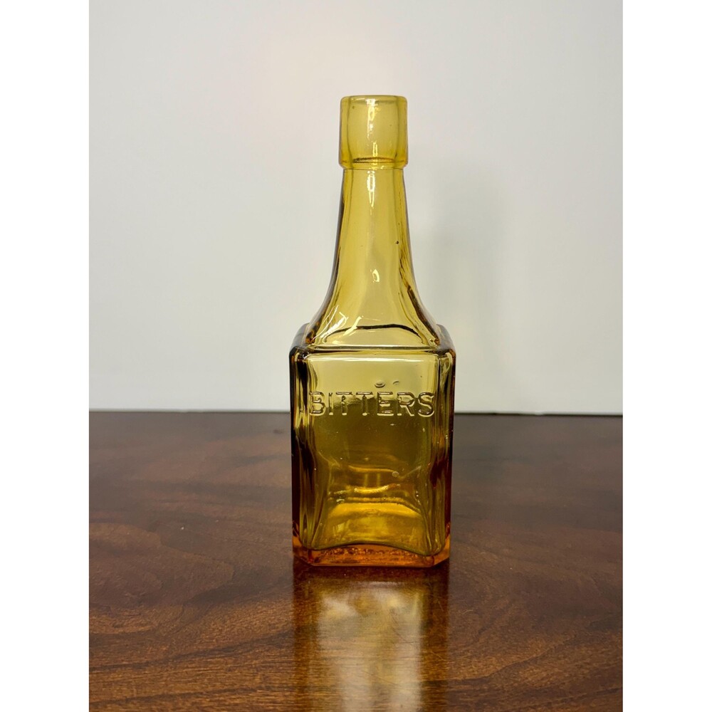 Vintage 1970s Wheaton Amber Glass Bitters Bottle 6” Apothecary Decor